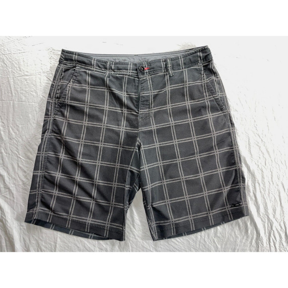 O'Neill Flat Front Lightweight Chino Hybrid Shorts. Gray Check, Men's 38. GUC!! - Picture 1 of 5